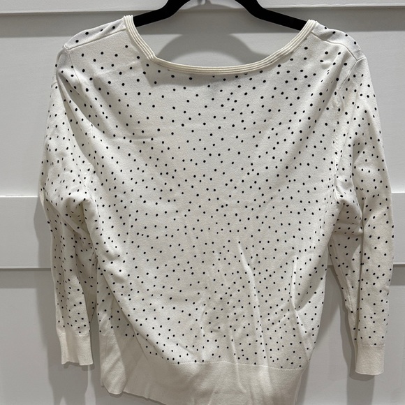 White House Black Market Ivory Cardigan with Black Dots Size large - Picture 5 of 8